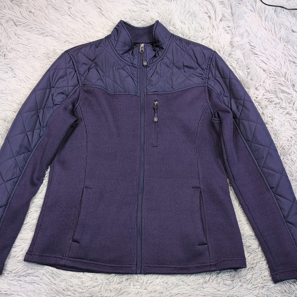 Swiss‎ Tech Jacket Womens L Purple Athletic Running Pockets Zip Up Active Hiking